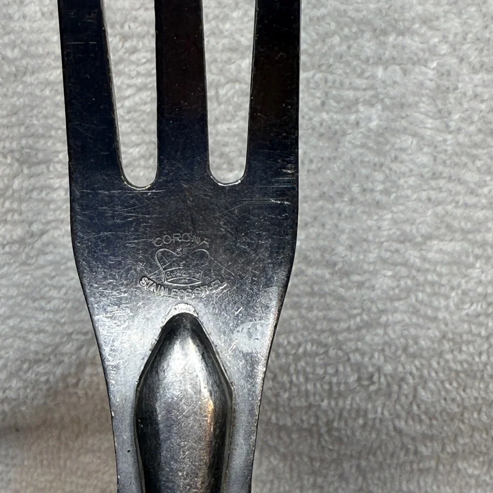 Corona Vintage Two-Tine Carving Fork with Brown Wood Handle MCM